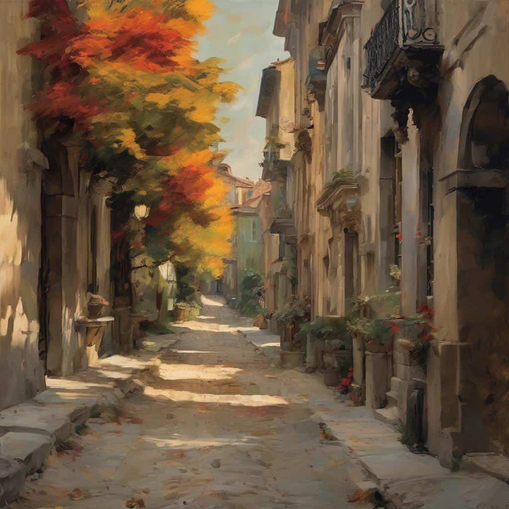 Ζωγραφική τέχνη, δημιουργία και καινοτομία σε αστικό τοπίο με φθινοπωρινά χρώματα.